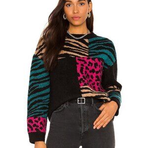 🐆 Colorblock Animal Print Sweater – Statement Knit 🐆